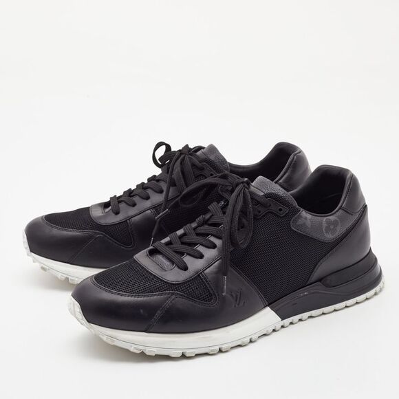 Louis Vuitton Black Monogram Canvas and Mesh Run Away Lace Up Sneakers Size 41.5 - Picture 2 of 4
